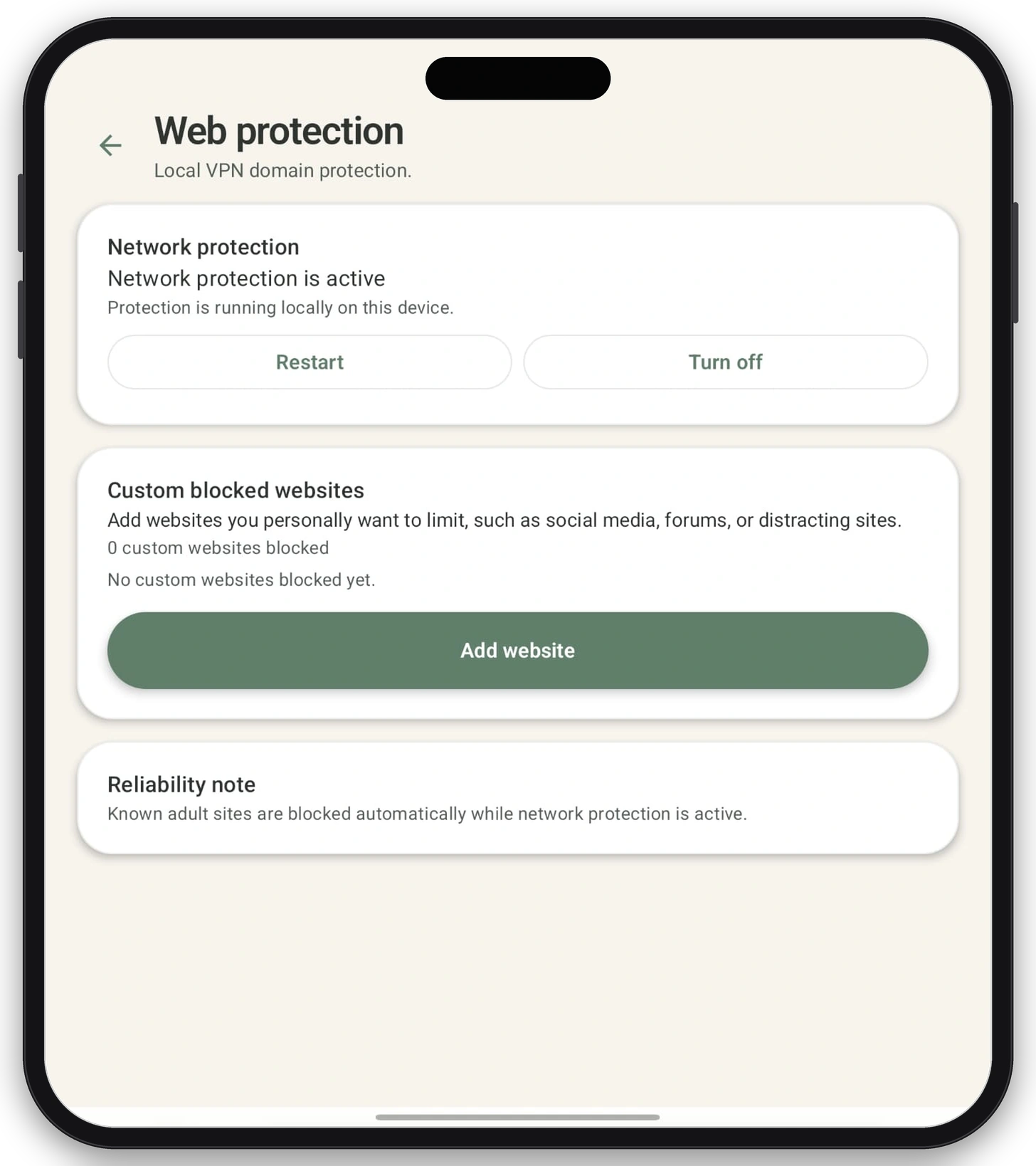 Hidayah web filter screenshot